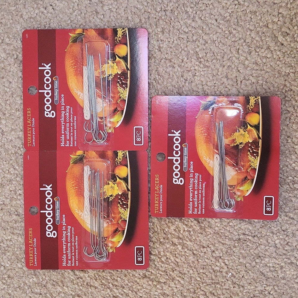 Lot of 3 Goodcook Turkey Lacers new sealed golds everything in place uniform